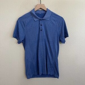 Lululemon Metal Vent Tech Short Sleeve Athletic Golf Polo Shirt Heather Blue S